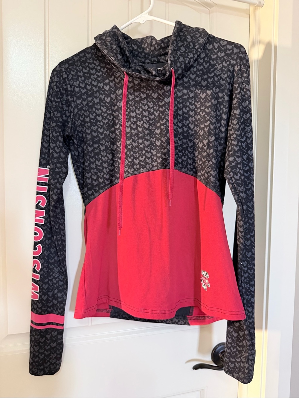 Wisconsin Badgers Black and Bright Red Colorblock cowl neck